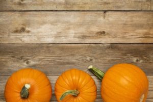 pumpkins kept on table