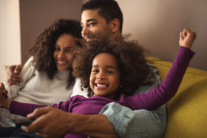 African american family spending time together at home.