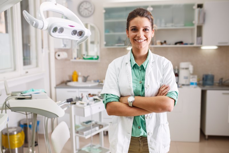 a dentist smiling