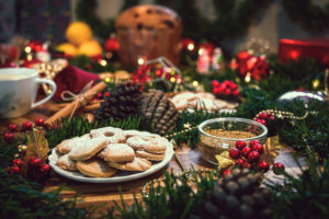 Christmas ingredients table with a cookies