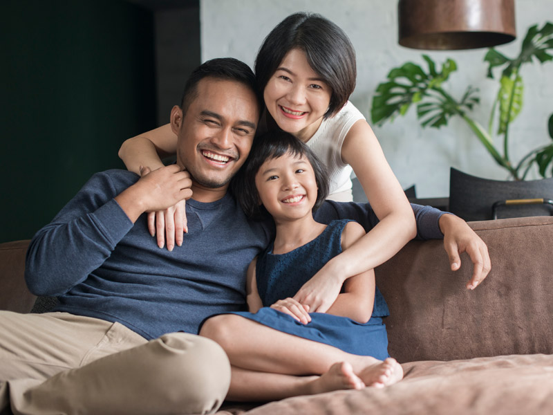 family of three enjoying time together