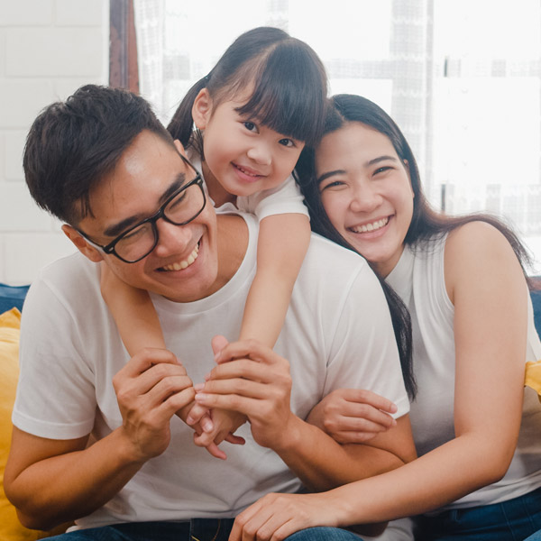 family of three enjoying time together