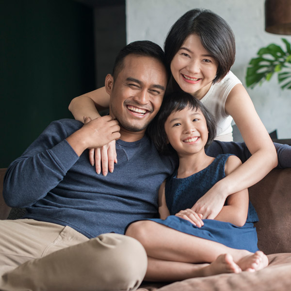 family of three enjoying time together